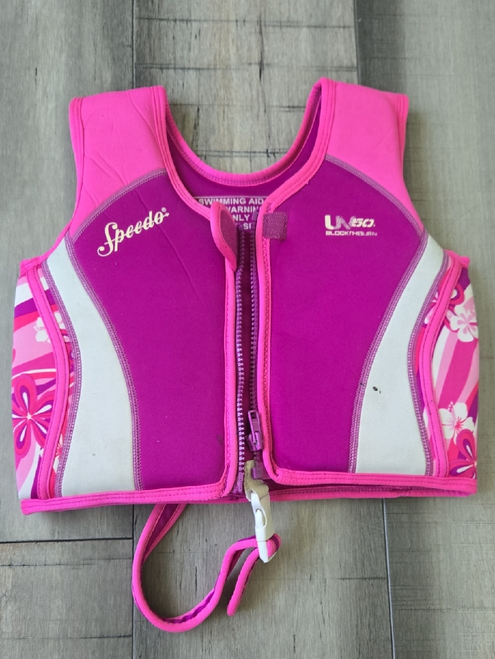 Speedo Kids Pink & Fuchsia Front-Zip Swim Vest Size 4-6 years